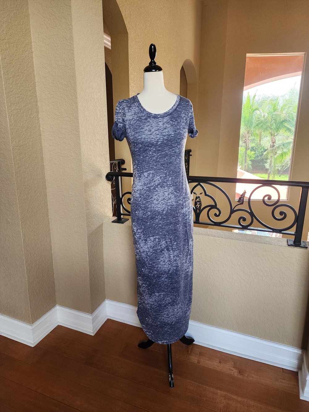 Artisan Heathered Navy Maxi Dress - Short Sleeve